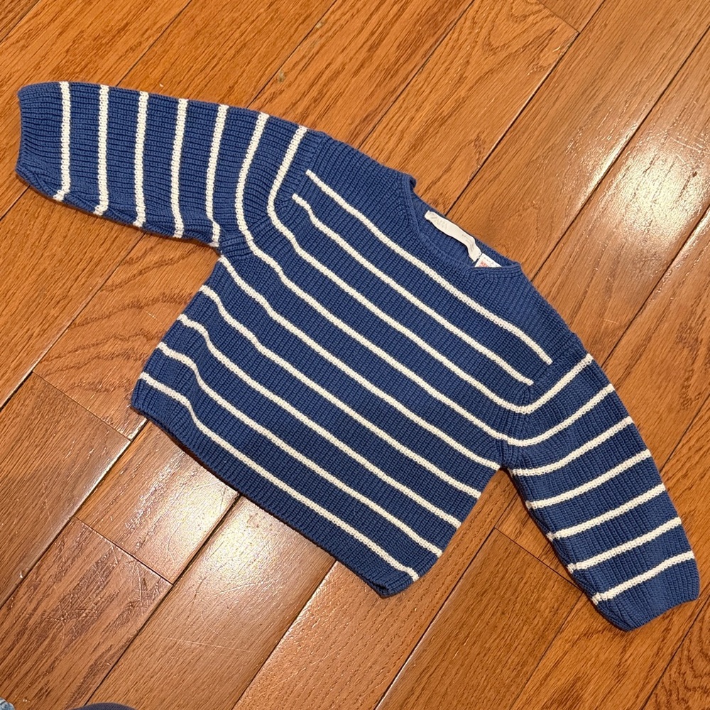 Zara Baby Navy and Cream Knit Sweater